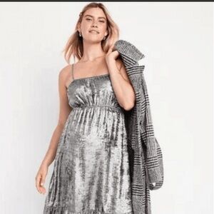 Waist-Defined Cami Midi Dress XL Silver